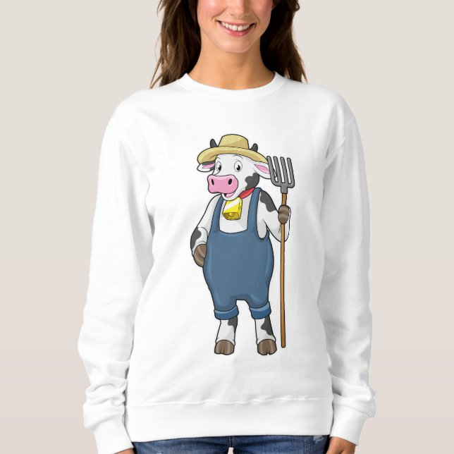 Cow as Farmer with Pitchfork T Shirt (Framsida)