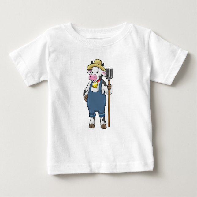 Cow as Farmer with Pitchfork T Shirt (Framsida)