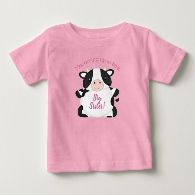 Cow Baby Shower Farm Rosa Girl Girl T Shirt (Framsida)