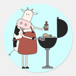 Cow Barbeque Tshirts och presenter Runt Klistermärke