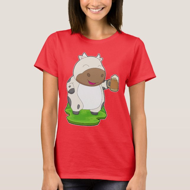 Cow Beer mugg Beer T Shirt (Framsida)
