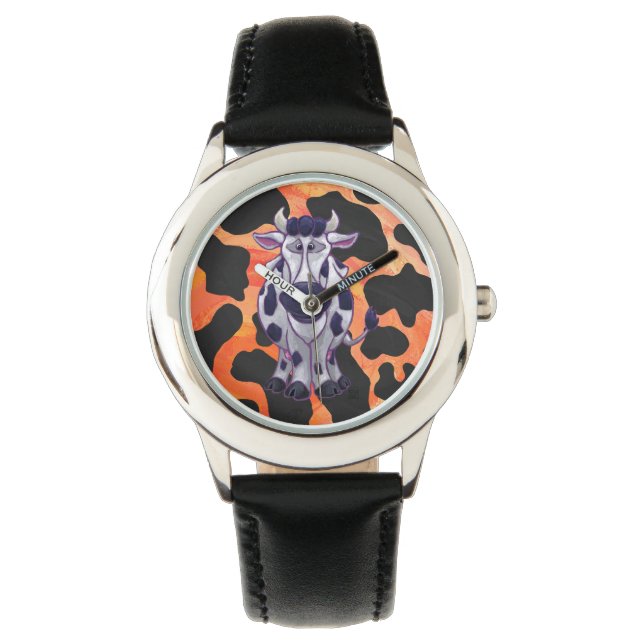 Cow Black and Orange Vild me Armbandsur (Framsida)
