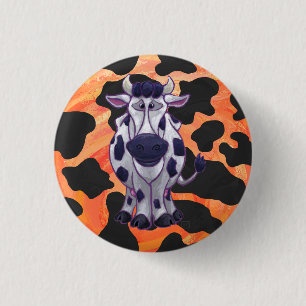 Cow Black and Orange Vild me Knapp