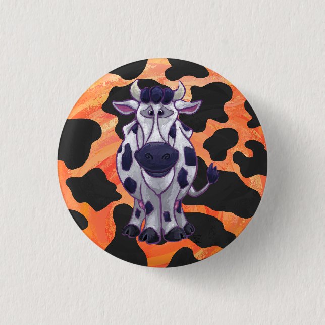 Cow Black and Orange Vild me Knapp (Framsida)