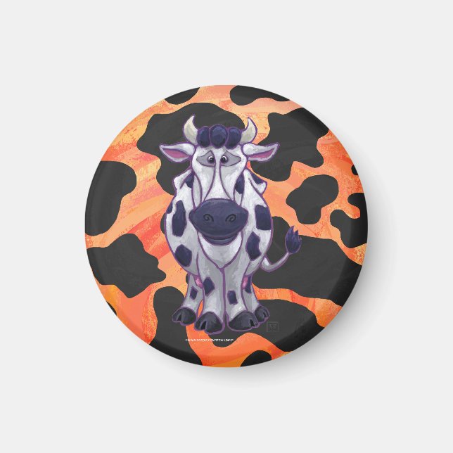 Cow Black and Orange Vild me Magnet (Framsidan)