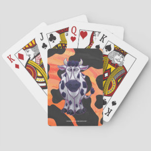 Cow Black and Orange Vild me Spelkort