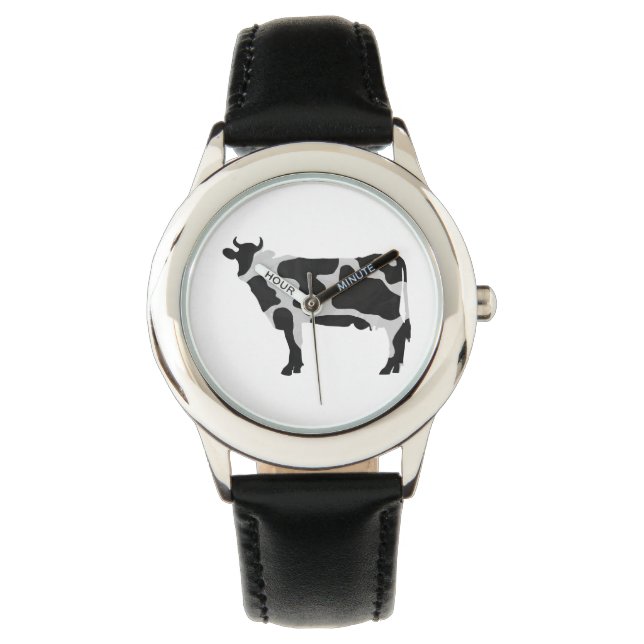 Cow Black and White Silhouette Armbandsur (Framsida)