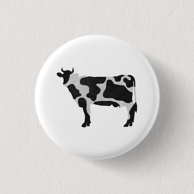 Cow Black and White Silhouette Knapp (Framsida)