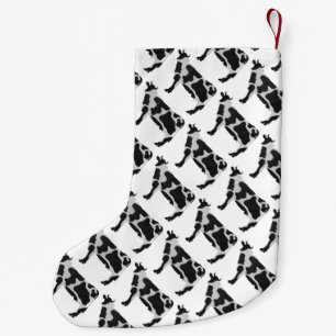 Cow Black and White Silhouette Liten Julstrumpa