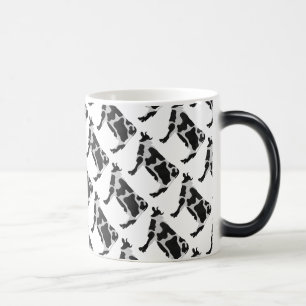 Cow Black and White Silhouette Magisk Mugg