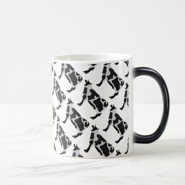 Cow Black and White Silhouette Magisk Mugg (Höger)