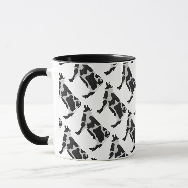 Cow Black and White Silhouette Mugg (Vänster)