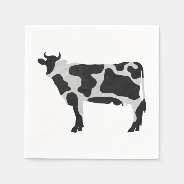 Cow Black and White Silhouette Pappersservett (Framsidan)