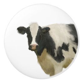 Cow Black n White Rustic Farmhouse Land Köks Knopp