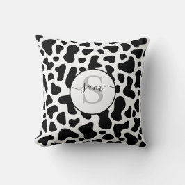 Cow Black White Patch Monogram Dekorativ kudde