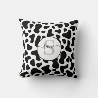Cow Black White Patch Monogram Dekorativ kudde