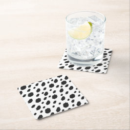 Cow Black White Spots Fur Underlägg Papper Kvadrat