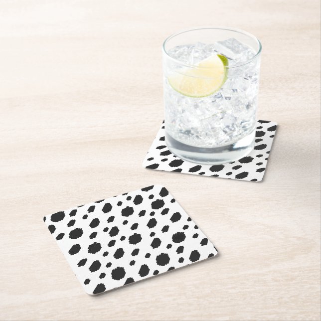 Cow Black White Spots Fur Underlägg Papper Kvadrat (Insitu)