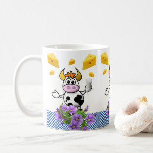 Cow Blue Play Cheese Blommigt Mugg