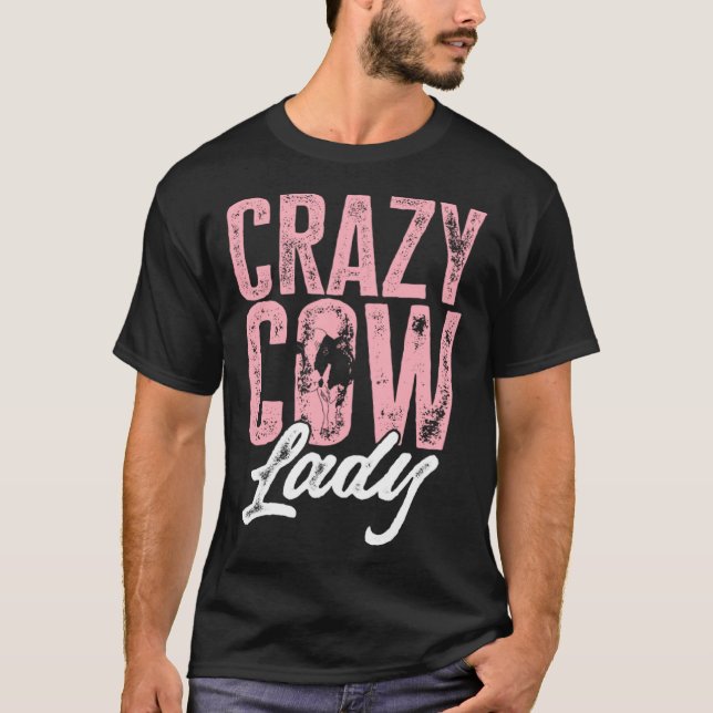Cow Boskap - Crazy Cow Dam Pullover Hoodie T Shirt (Framsida)