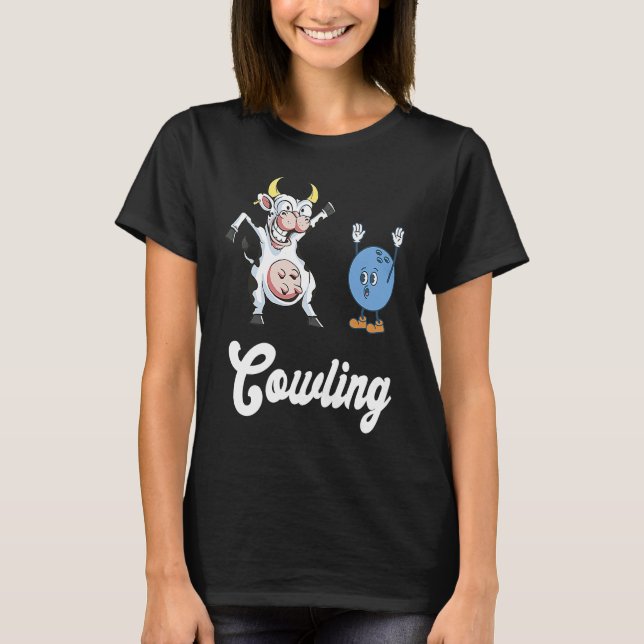 Cow Bowler Bowling Pin Funny Bowling Strike Bowlin T Shirt (Framsida)