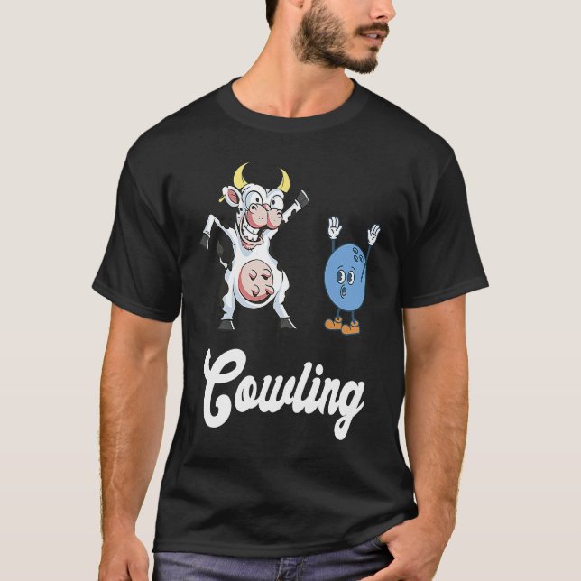 Cow Bowler Bowling Pin Funny Bowling Strike Bowlin T Shirt (Framsida)