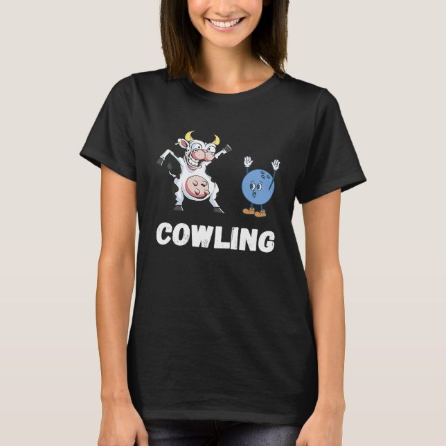 Cow Bowling Ball Bowlareare Strejka Bowling Pin Fu T Shirt (Framsida)