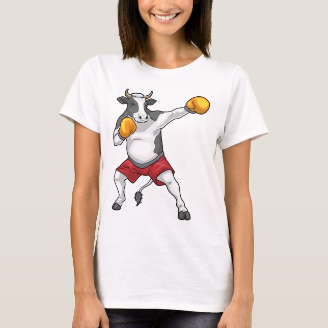 Cow Boxer Boxing gloves Boxing T Shirt (Framsida)