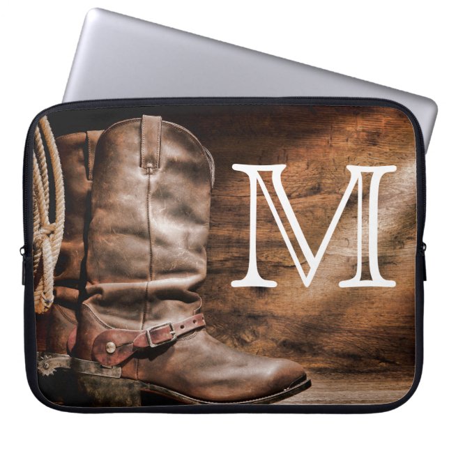 Cow Boy Boots Spur Countr Monogram 15-tums bärbar  Laptop Fodral (Framsidan)