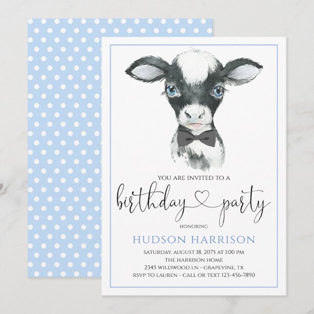 Cow Boy Farm Födelsedagsfest inbjudan (Fram/baksida)