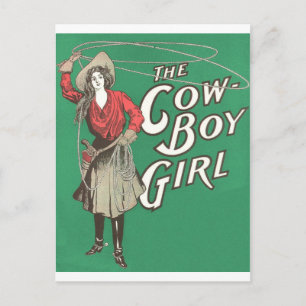 Cow Boy Girl - Vintage Vykort