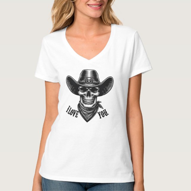 Cow Boy Western Halloween Ghost I Kärlek You T Shi T Shirt (Framsida)