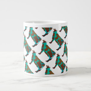 Cow Brown och Teal Silhouette Jumbo Mugg