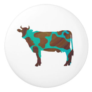 Cow Brown och Teal Silhouette Knopp