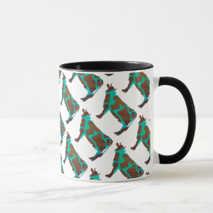 Cow Brown och Teal Silhouette Mugg