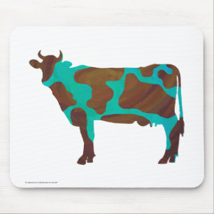 Cow Brown och Teal Silhouette Musmatta