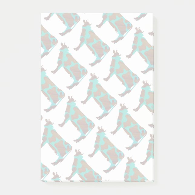 Cow Brown och Teal Silhouette Post-it Block (Framsida)