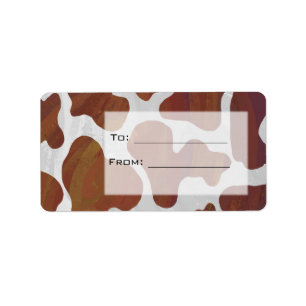 Cow Brown och White Monogram Adressetikett