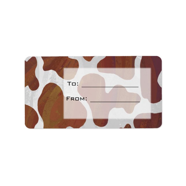 Cow Brown och White Monogram Adressetikett (Framsidan)