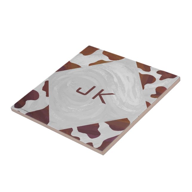 Cow Brown och White Monogram Kakelplatta (Sidan)