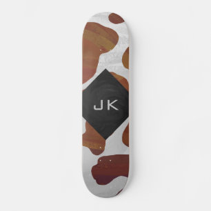 Cow Brown och White Monogram Old School Skateboard Bräda 21,6 Cm