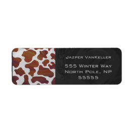 Cow Brown och White Monogram Returadress Etikett