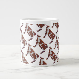 Cow Brown och White Silhouette Jumbo Mugg