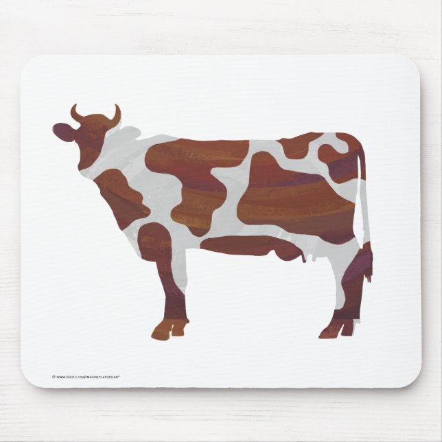 Cow Brown och White Silhouette Musmatta (Framsidan)