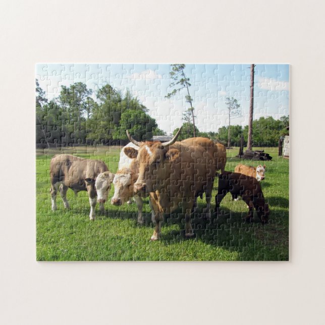Cow Bull och Calves Farm Puzzle Pussel (Horisontell)