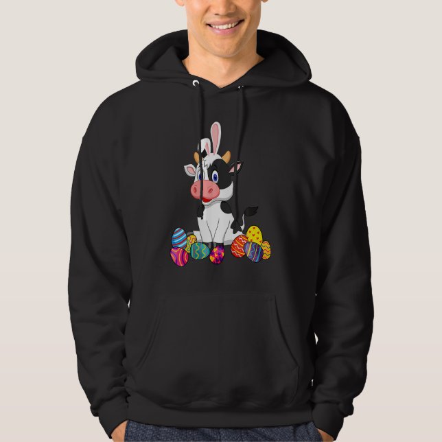 Cow Bunny Ear With Egg Easter Easter Day Classic Hoodie (Framsida)