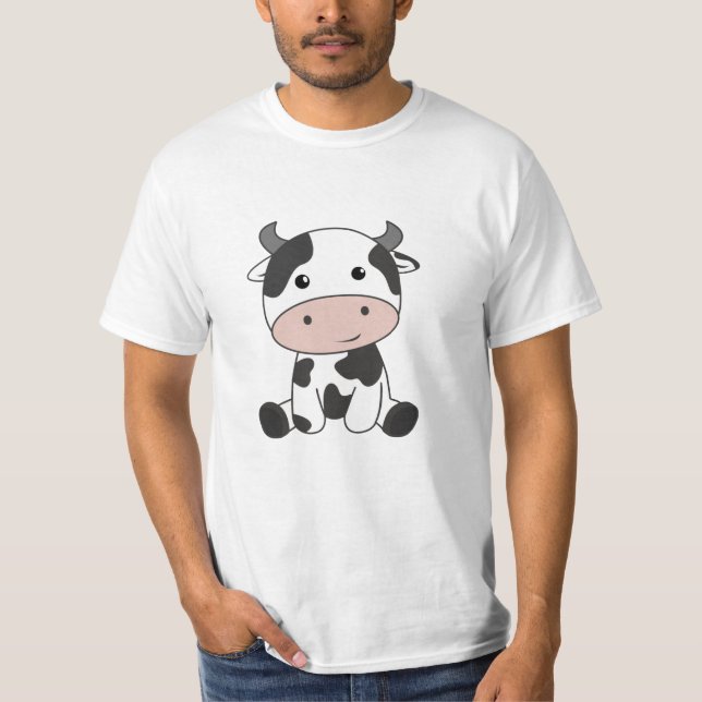 Cow Calf Baby Cows Cow Patchar Cute Cute Cute Cute T Shirt (Framsida)