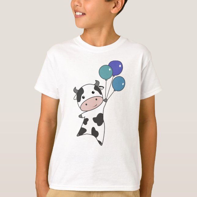 Cow Calf flyger bubblor, kutdjur T Shirt (Framsida)