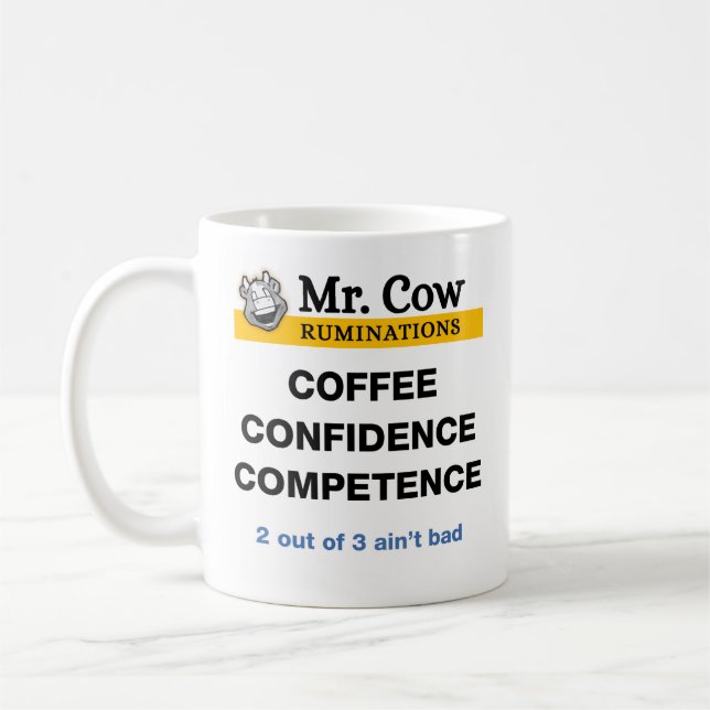 Cow, Coffee Confidence Competence Kaffemugg (Vänster)