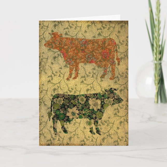 Cow Collage Birthday Kort (Framsida)